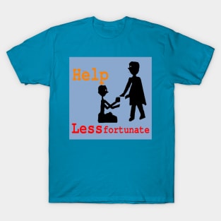 Help Less Fortunate illustraion on Blue Background T-Shirt